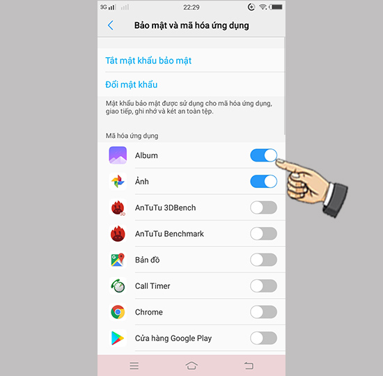 Bước 4: Chọn ứng dụng muốn kh&oacute;a.