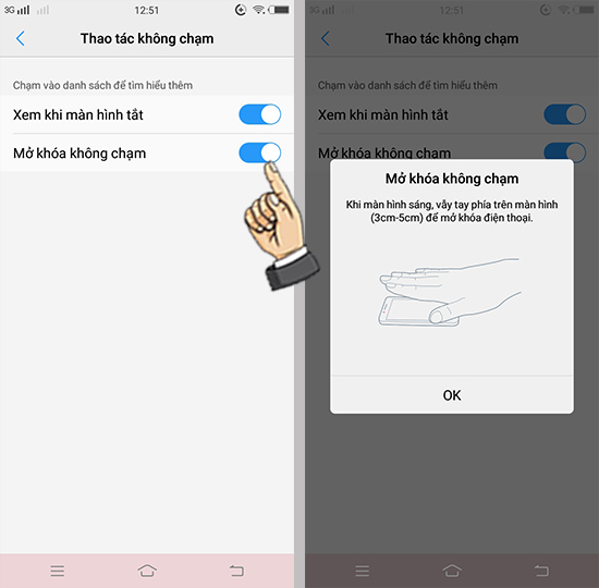 Bật Mở khóa không chạm