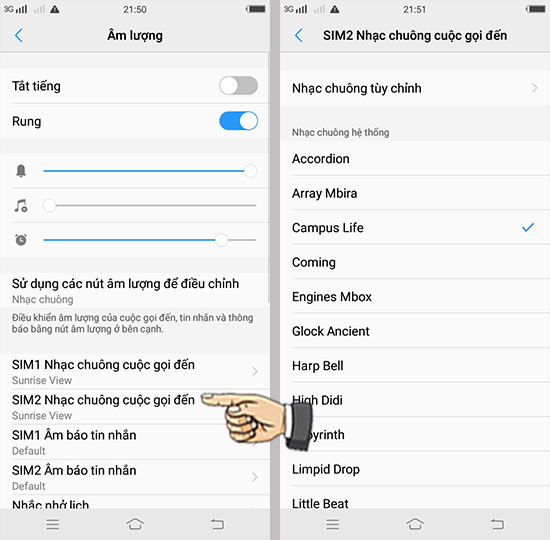Bước 3: Chọn nhạc chuông Sim 2.