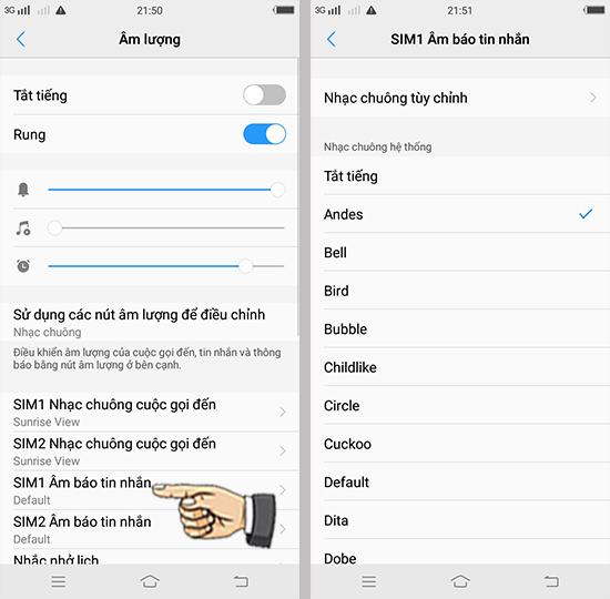 Bước 2: Chọn nhạc chuông Sim 1.
