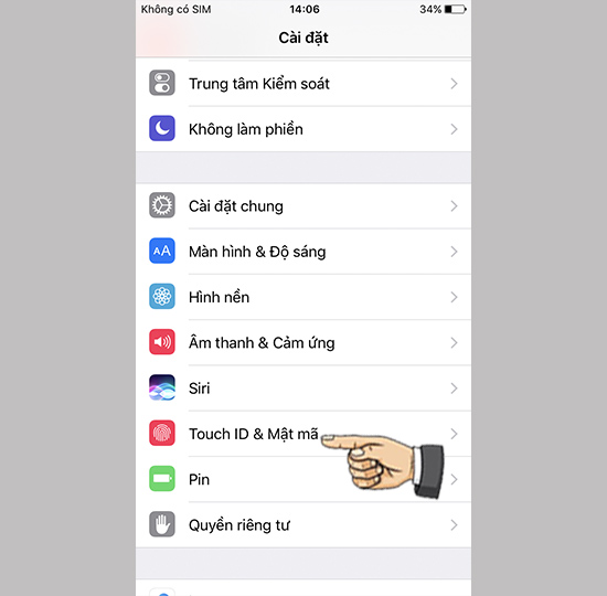 Chọn Touch ID