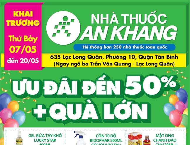Nhà thuốc An Khang tại 635 Lạc Long Quân, Phường 10, Quận Tân Bình, Thành phố Hồ Chí Minh, Việt Nam