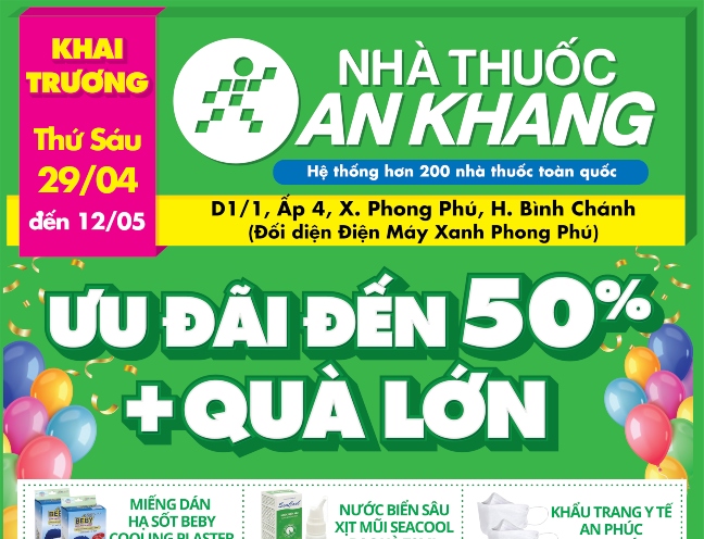 Nhà thuốc An Khang tại D1/1 Quốc lộ 50, Ấp 4, xã Phong Phú, huyện Bình Chánh, TP.HCM