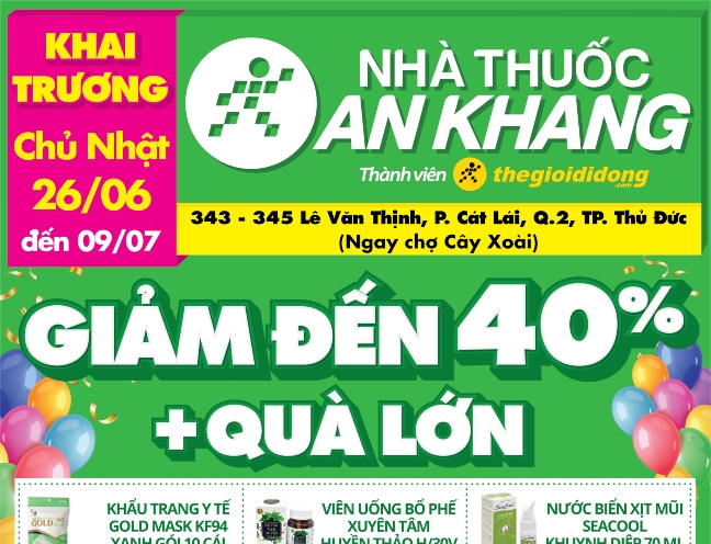 Nhà thuốc An Khang tại 343 - 345 Lê Văn Thịnh, Phường Cát Lái, Thành phố Thủ Đức, Thành phố Hồ Chí 
Minh