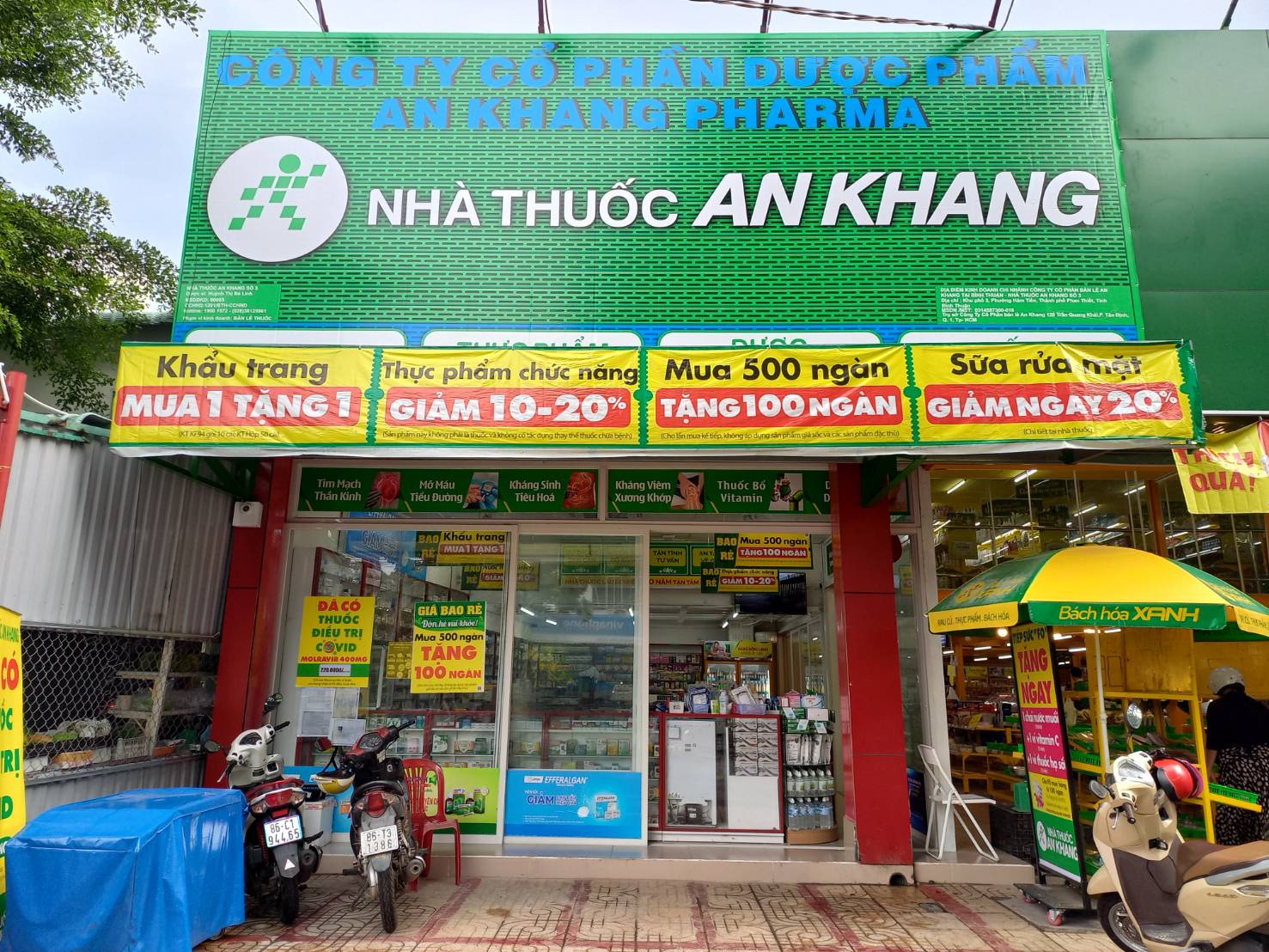 Nhà thuốc An Khang tại 228 Nguyễn Đình Chiểu, Khu phố 3 (Ngay Bách hóa XANH chợ Hàm Tiến), Phường Mũi Né, Tỉnh Lâm Đồng, Việt Nam